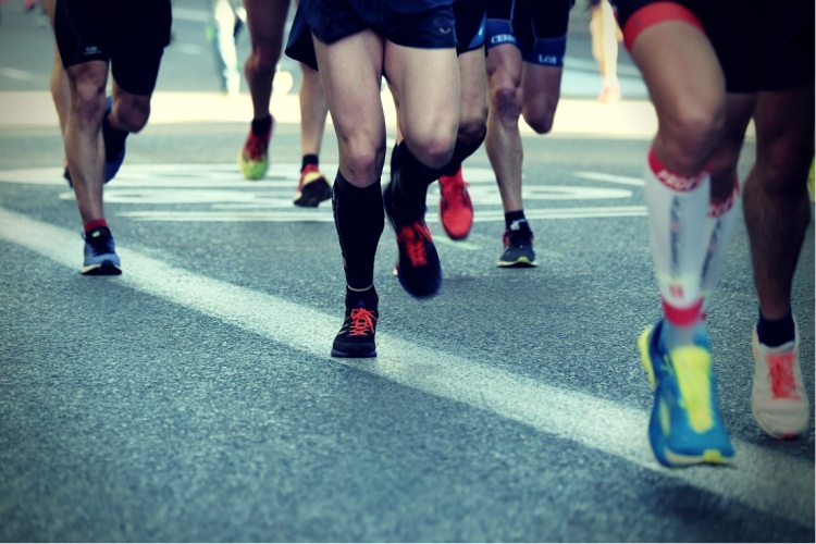 Athletes wearing compression socks Athletes wearing compression socks