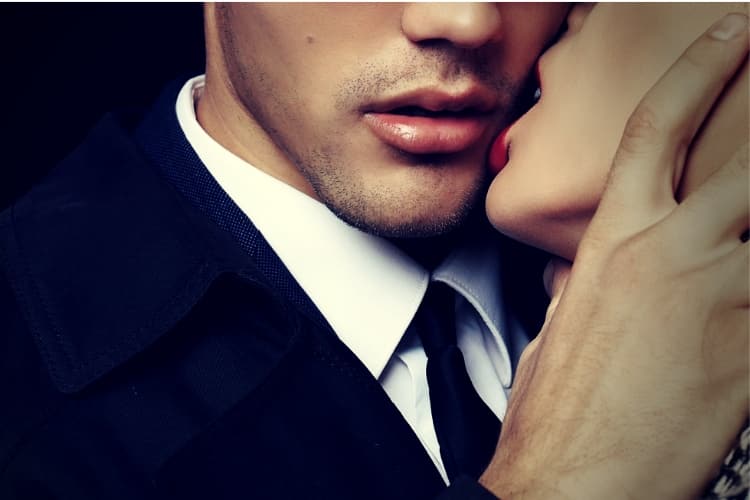 Beautiful sensual impassioned couple. office love story