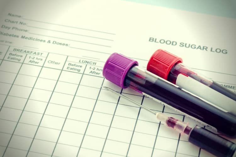 Daily blood sugar log testing and sample blood in tube Daily blood sugar log testing and sample blood in tube