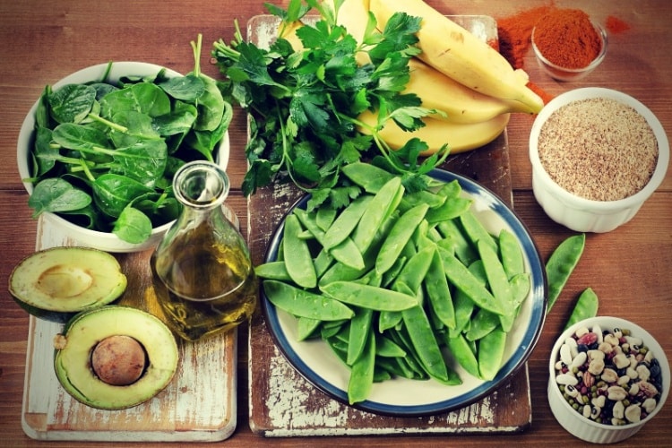Foods highest in Vitamin K on table