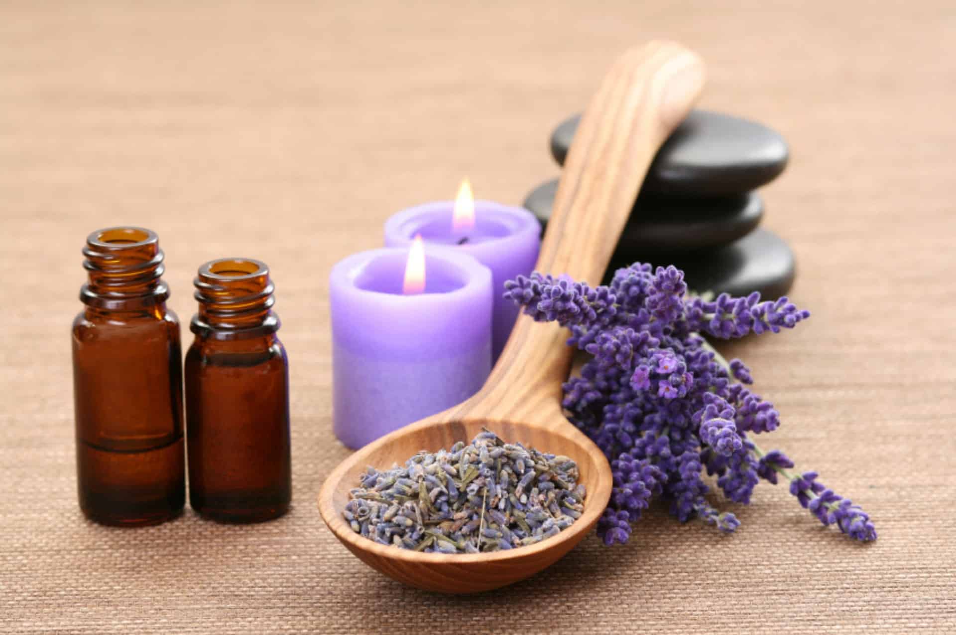 Lavender oil candles stones herbs Lavender oil candles stones herbs