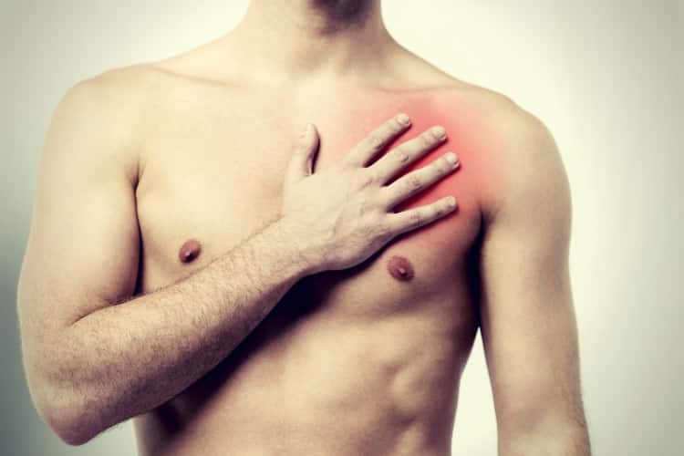 Man having chest pain, heart attack