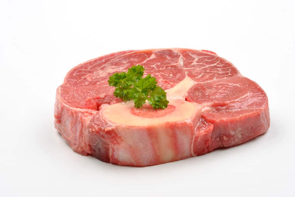 fresh organic beef shin steak and white background beef meat