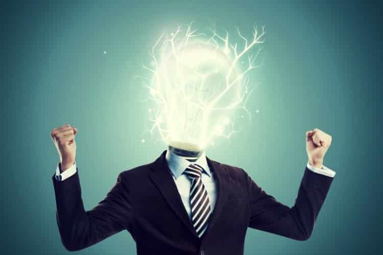 lamp head businessman full of energy to create and work lamp head businessman full of energy to create and work